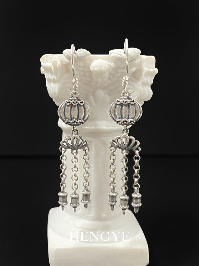 银925灯笼做旧耳坠