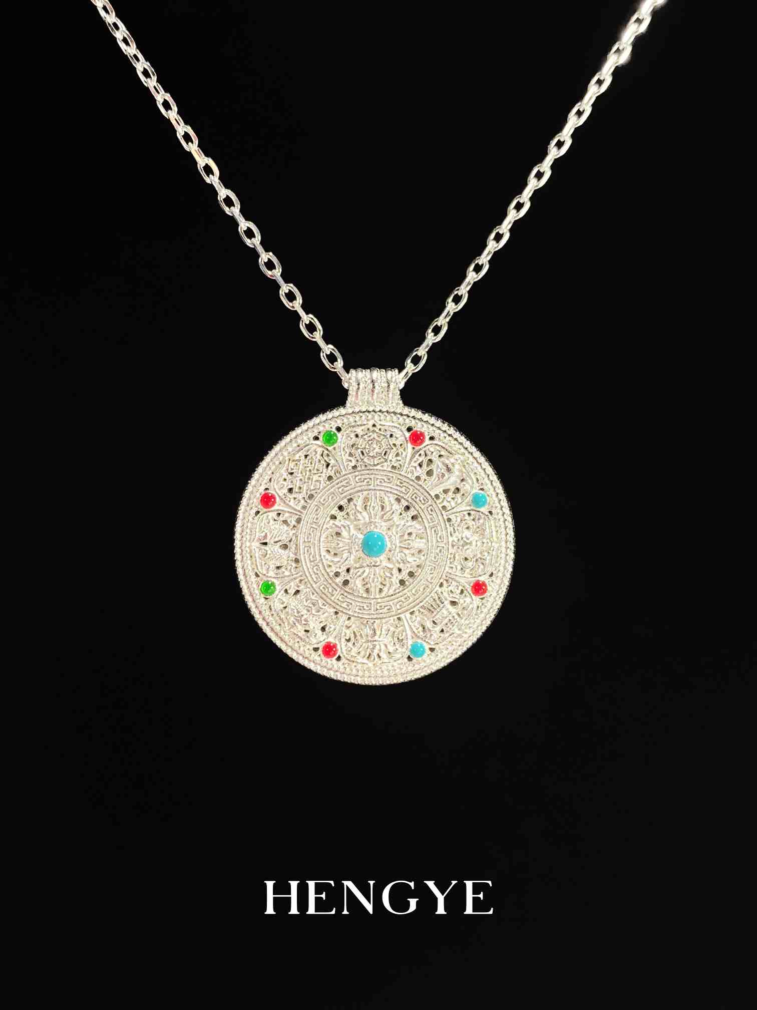 银925珐琅古法项链